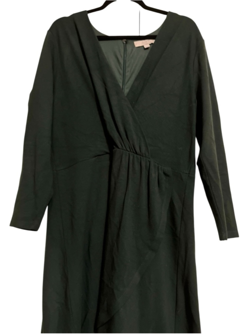 Women's LOFT Plus Green Long Sleeve Wrap Dress Size 16 - Picture 2 of 8